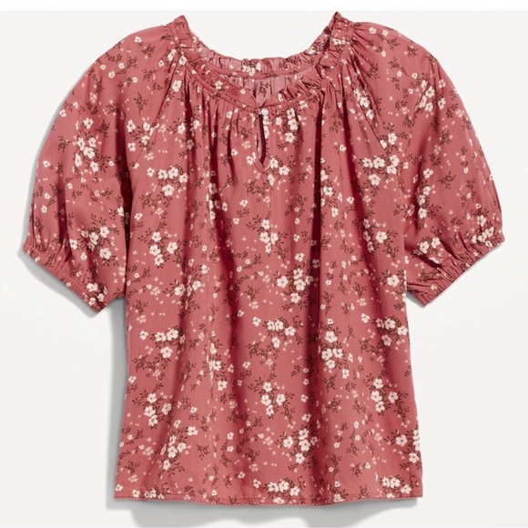 NWT OLD NAVY Puff-Sleeve Floral Swing l Color: Red Floral SIZE  MEDIUM - Picture 5 of 6